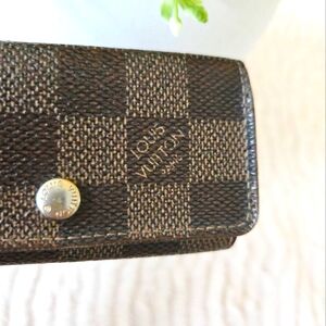 Authentic‎ LOUIS VUITTON LV Damier Vintage Leather Key Card Wallet Clutch